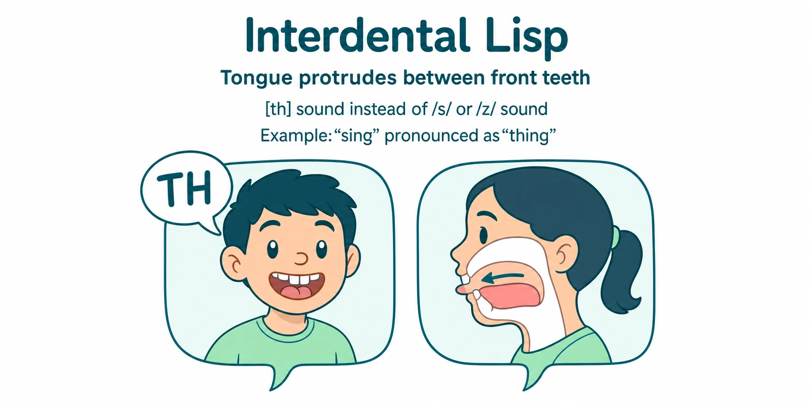 Illustration of an interdental lisp