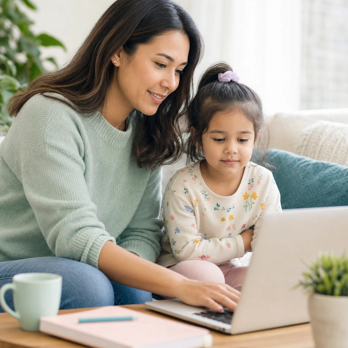 A child preparing for an online speech therapy session